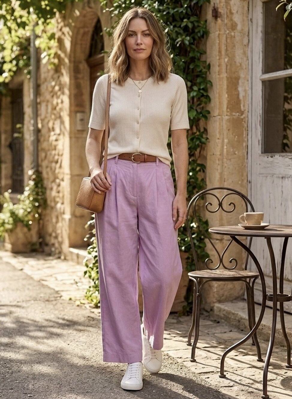 Banana Republic Linen Blend Pants Size 0 Petite Pink Pleated Boho Casual Travel